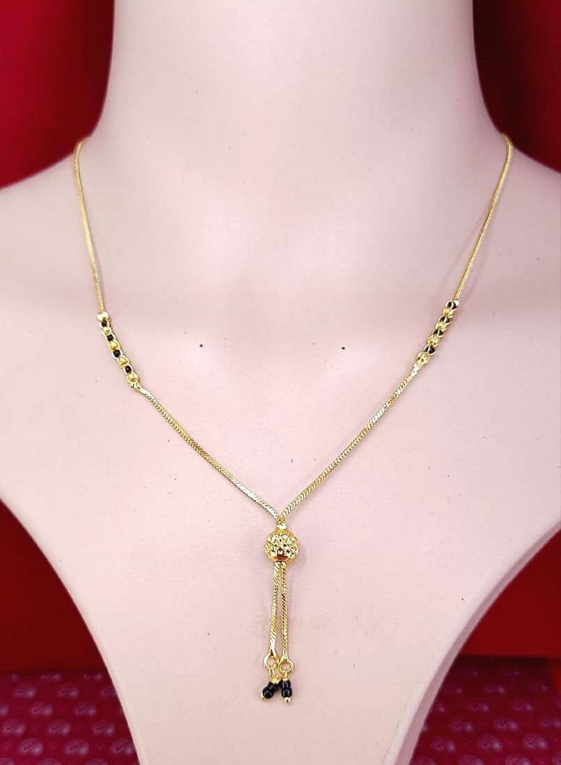 Stylish Daily Wear Gold Plated Mangalsutra with Black Bead Detailing – Minimal &