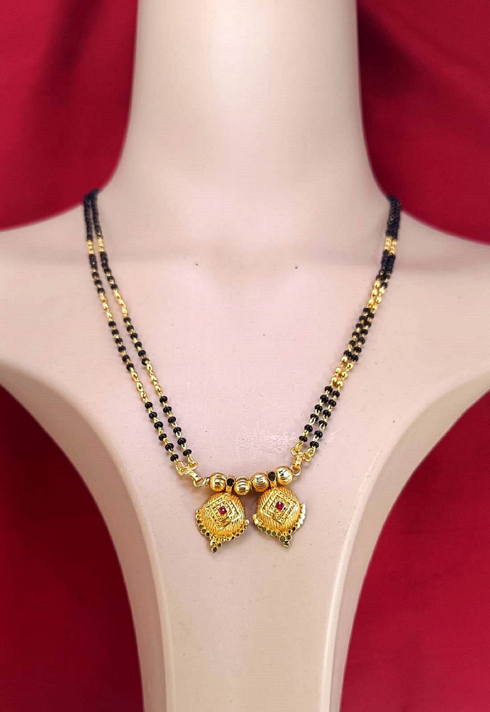 Traditional Double Square Gold-Plated Mangalsutra – Elegant Daily Wear Design 💛