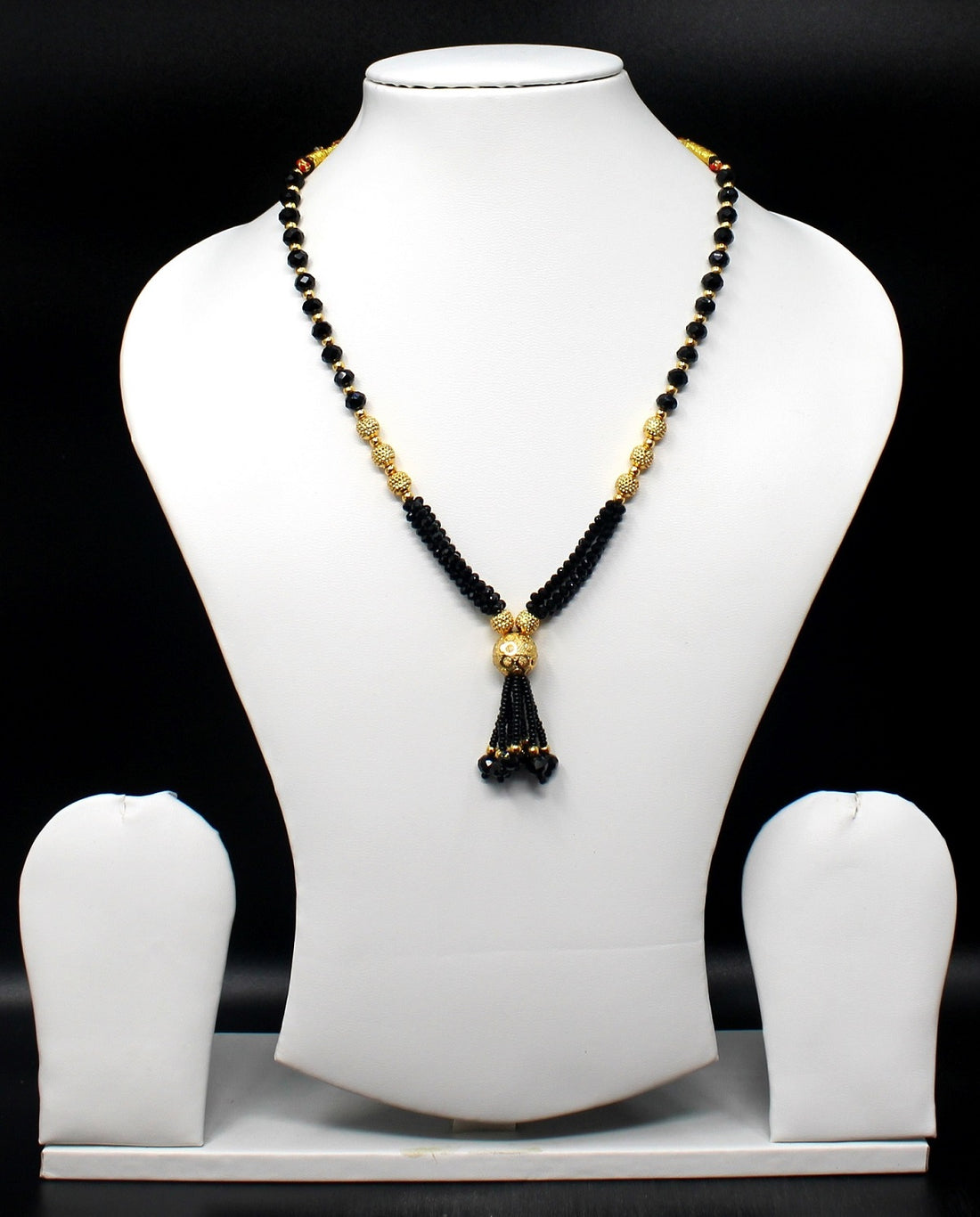 Classic Black Bead & Gold-Plated Short Mangalsutra – Symbol of Love & Timeless Grace 💛