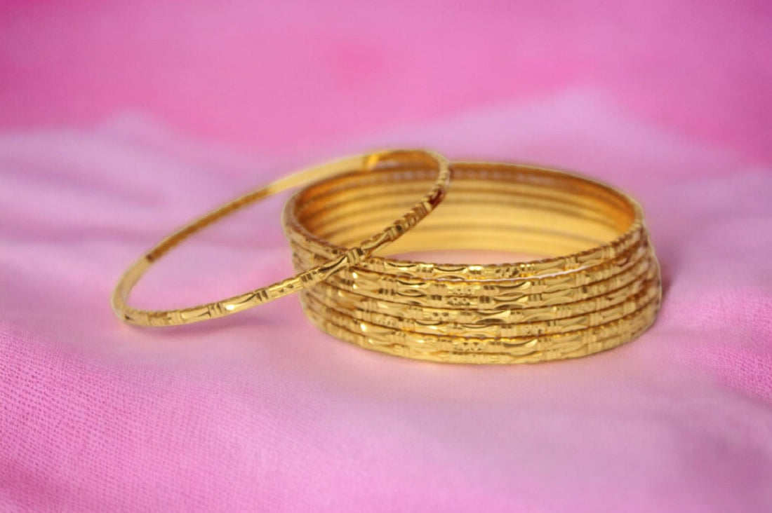 Classic Gold Plated Bangles Set (Pack of 8) ✨ | Lightweight Daily Wear Traditional Kada Design