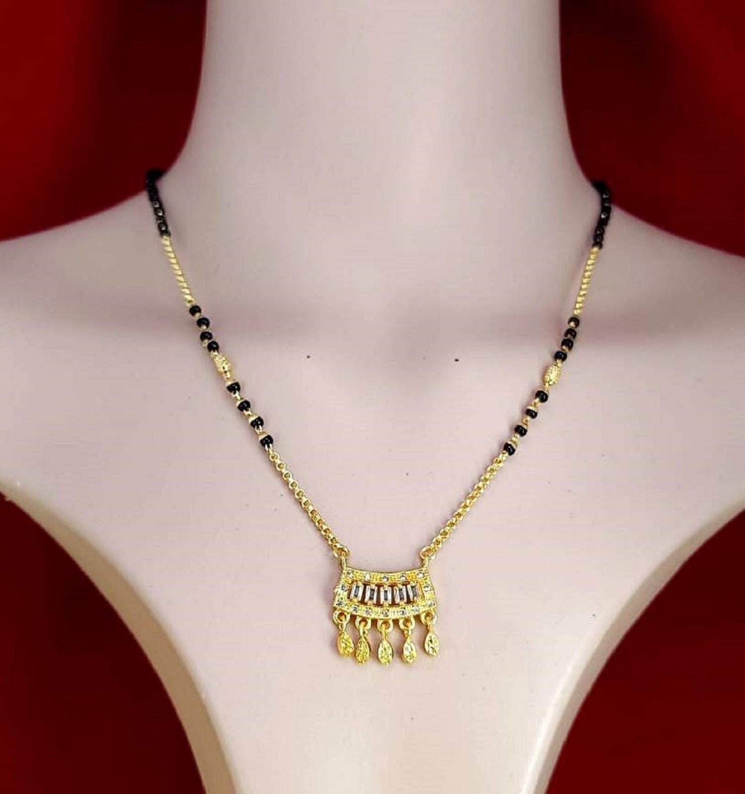 Royal CZ Bar Pendant Mangalsutra ✨ | Gold Plated Modern Design for Women