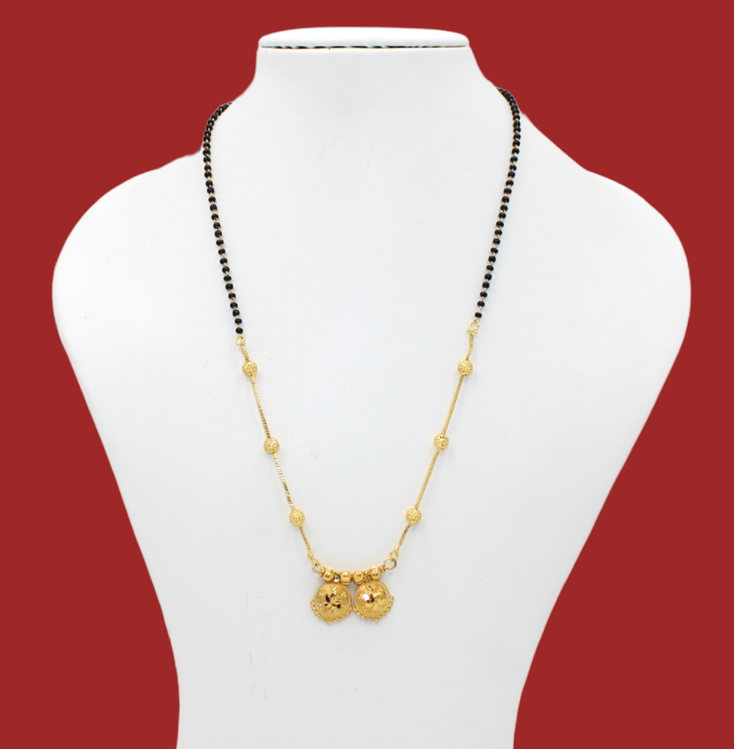Traditional Gold-Plated Lakshmi Pendant Mangalsutra – A Symbol of Prosperity & Grace 💛