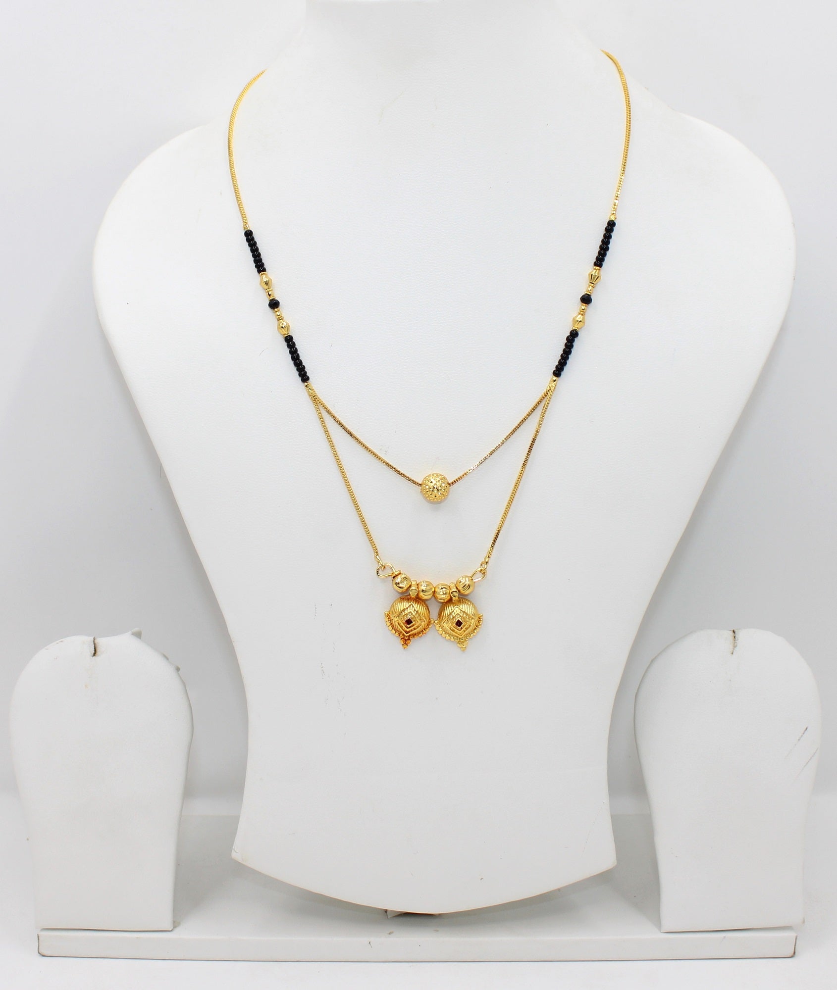 Royal Double Layer Gold-Plated Mangalsutra – Traditional Heart Dome Design 💛