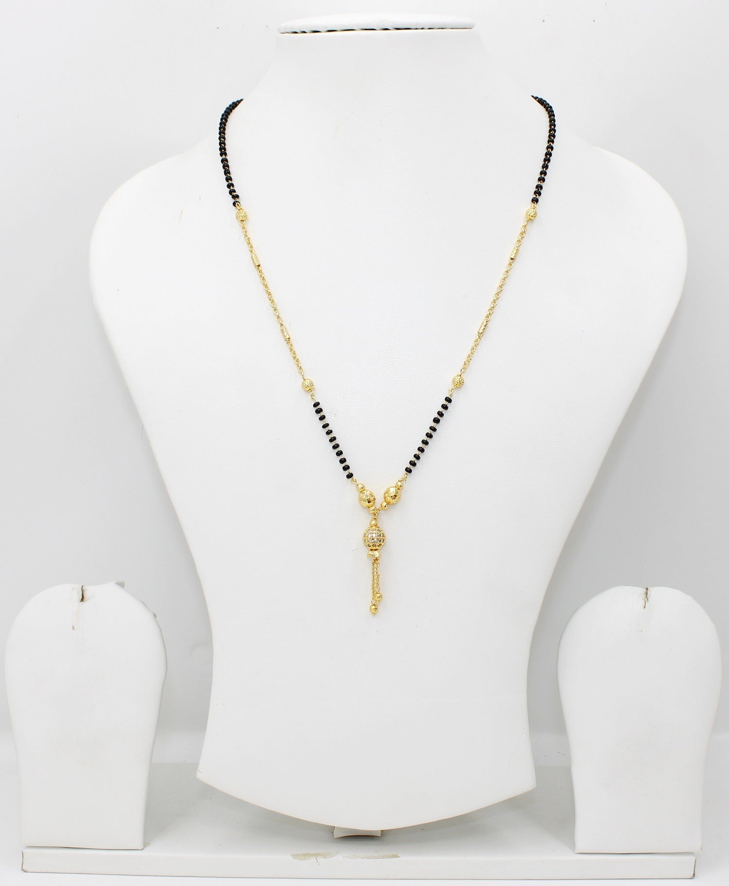 Elegant CZ Pendant Daily Wear Mangalsutra 💛 | Gold Plated Black Bead Chain for Women