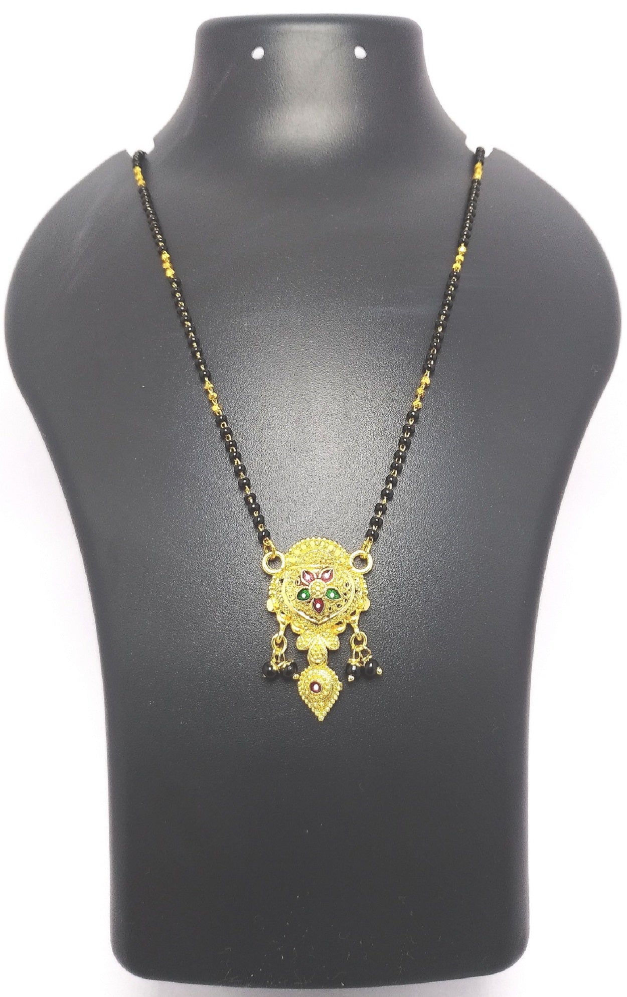 Traditional Gold Plated Mangalsutra with Color Stone Pendant – Timeless South Indian Elegance 💛