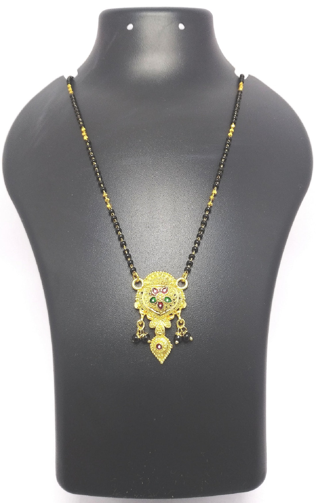 Traditional Gold Plated Mangalsutra with Color Stone Pendant – Timeless South Indian Elegance 💛