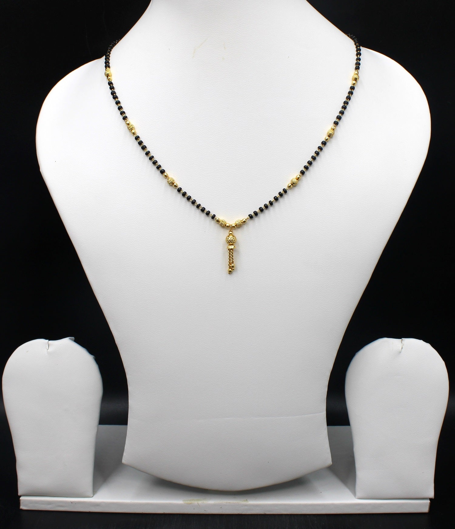Premium Daily Wear Gold Plated Mangalsutra 💛 | Lightweight Black Bead Chain with Elegant Drop Pendant