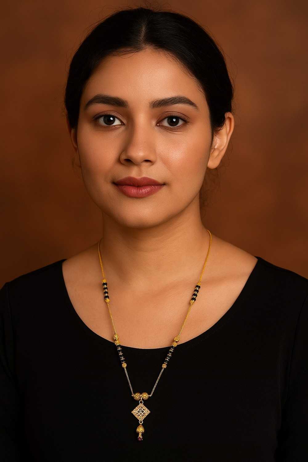 Elegant Double Chain Mangalsutra with Diamond-Shaped Pendant – Gold-Plated Daily Wear Design for Women