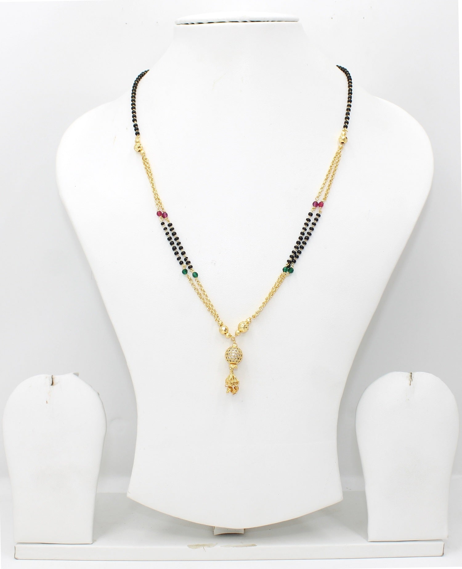 Premium Double Chain CZ Pendant Mangalsutra 💫 | Gold Plated Daily Wear Design with Color Beads