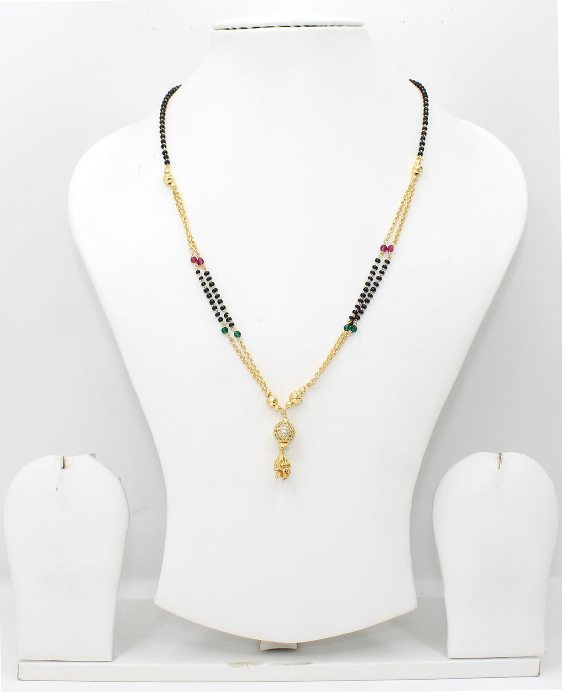 Premium Double Chain CZ Pendant Mangalsutra 💫 | Gold Plated Daily Wear Design with Color Beads