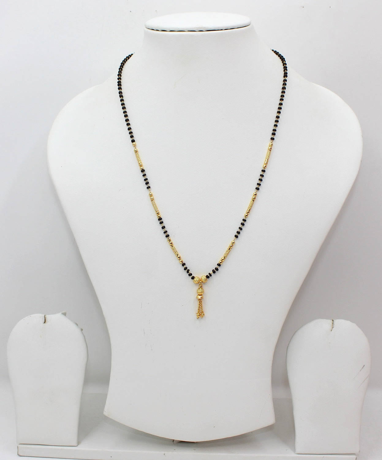 Simple Daily Wear Gold Plated Black Bead Mangalsutra with Elegant Hanging Pendant – Lightweight & Stylish 💛