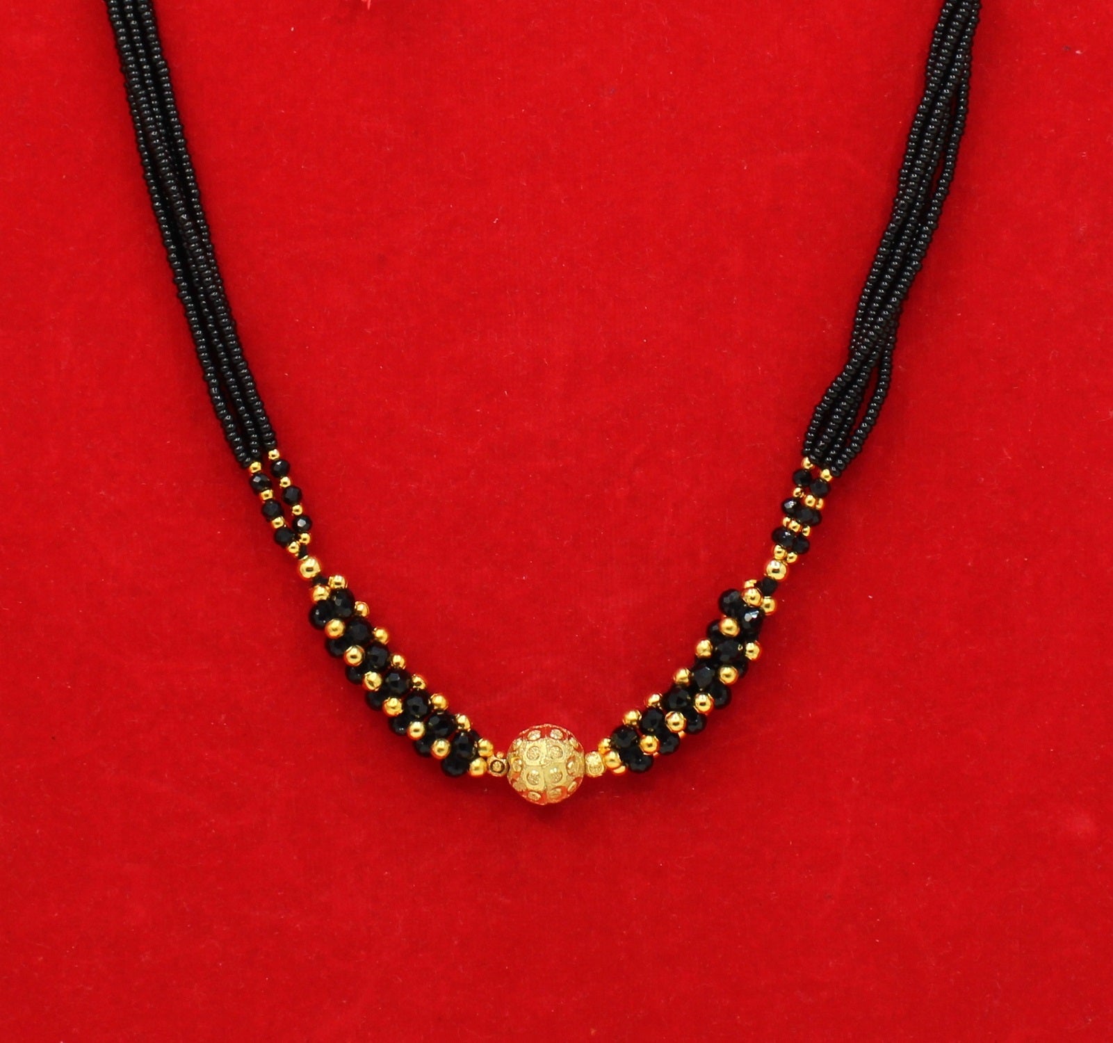 Classic Black Bead Choker Mangalsutra – 1 Gram Gold Plated Minimal Design for Everyday Elegance ✨