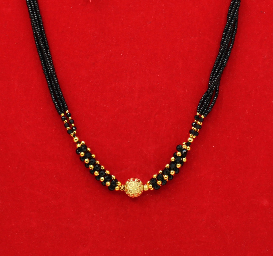 Classic Black Bead Choker Mangalsutra – 1 Gram Gold Plated Minimal Design for Everyday Elegance ✨