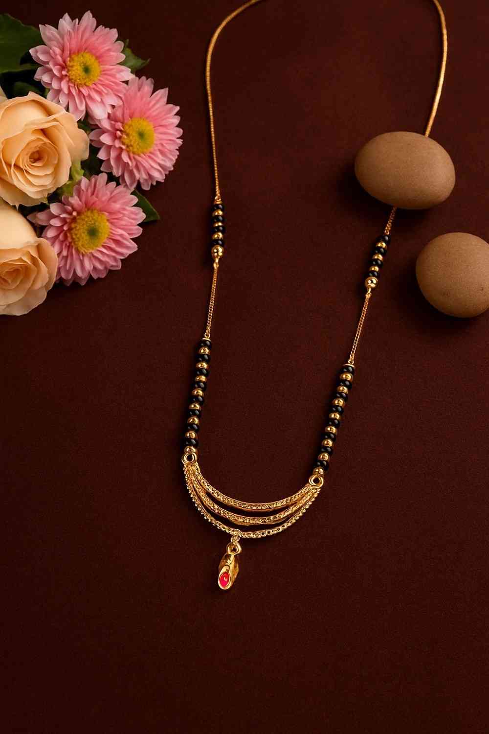 Classic Daily Wear Mangalsutra Chain with Minimal Pendant – Elegant Gold-Plated Design for Modern Women