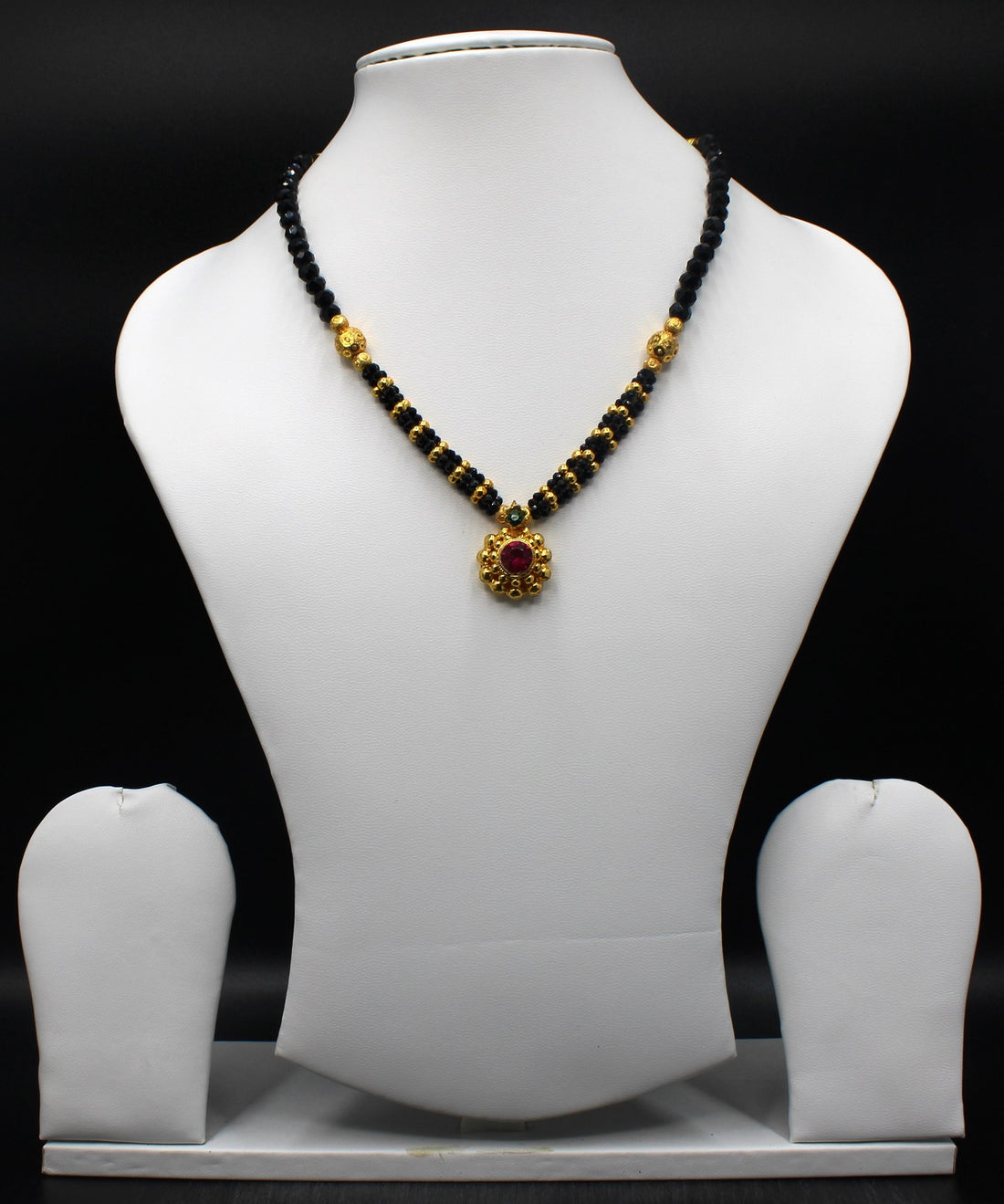 Royal Pink Stone Mangalsutra – Handcrafted 1-Gram Gold Plated Traditional Elegance 💖✨omen