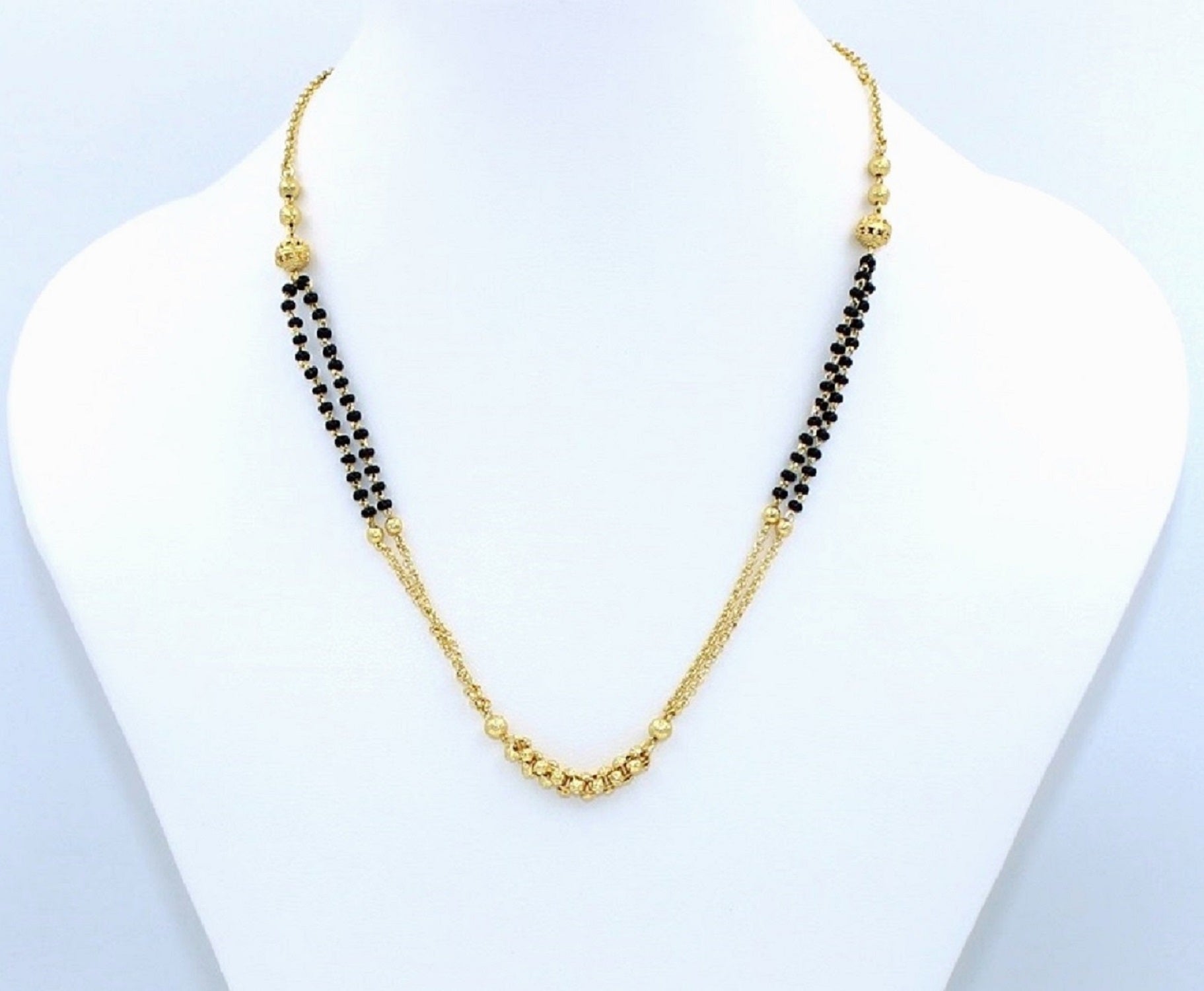 Double Chain Gold Plated Mangalsutra for Women – Stylish Daily Wear Black Beads Design 💛