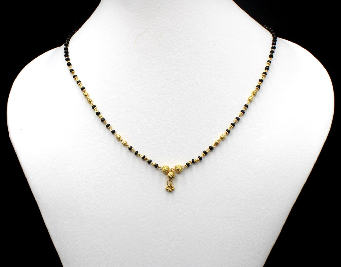 Floral Bead Gold Plated Daily Wear Mangalsutra 🌸 | Elegant Short Chain Design for Women