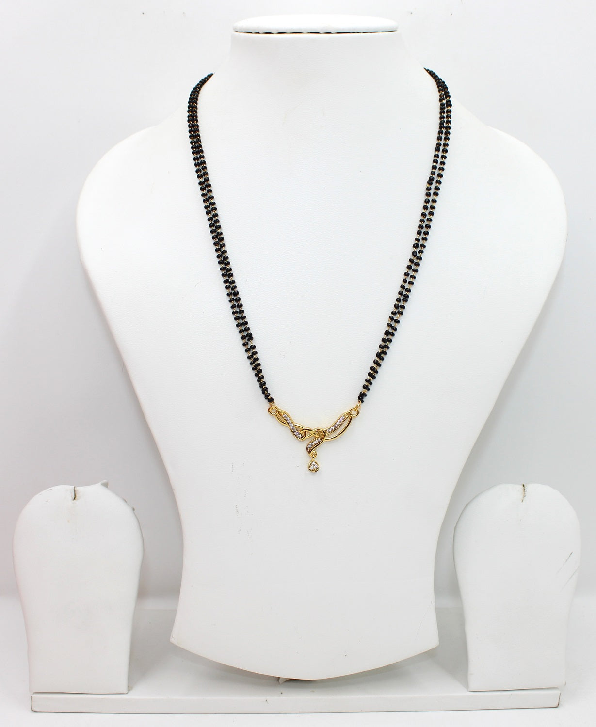 Stylish Double-Line Mangalsutra with Gold-Plated Pendant & CZ Drop