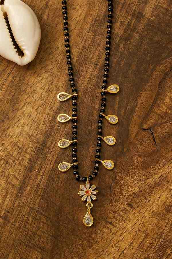 Grand Gold-Plated Double-Layer Long Mangalsutra – Red Stone & Black Bead Heritage Design