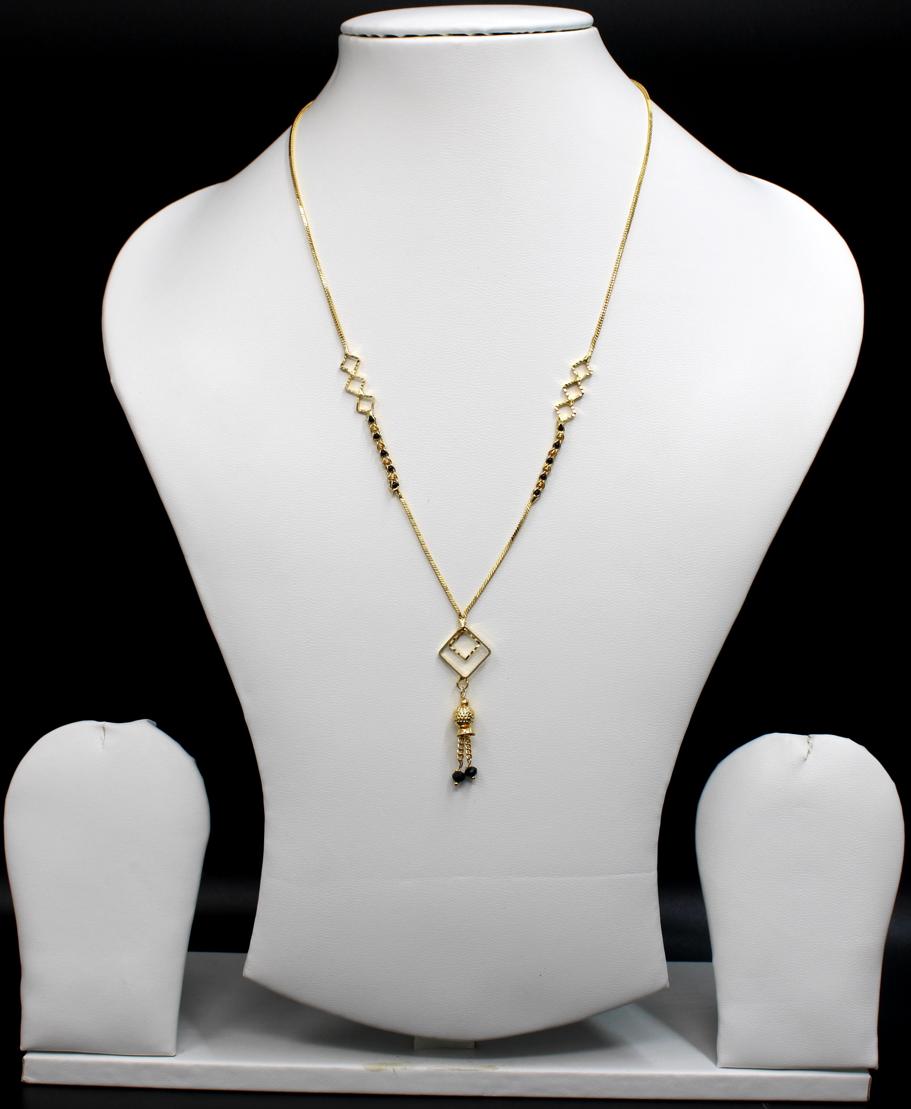 Diamond Shape Designer Gold-Plated Mangalsutra – Elegant Modern Daily Wear