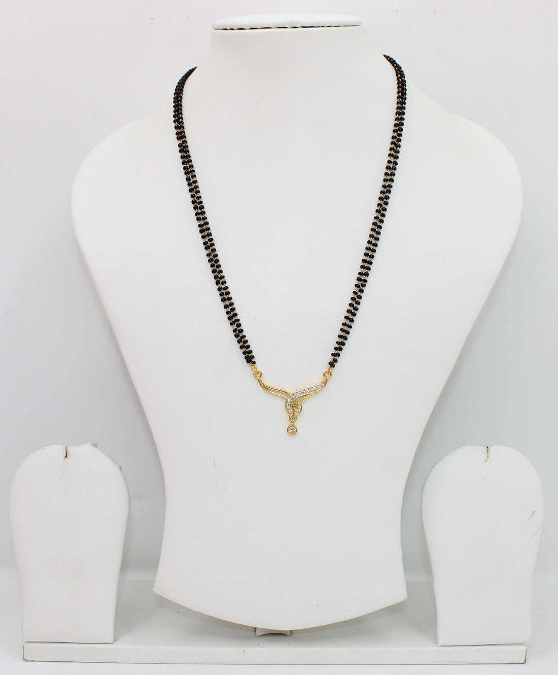 Classic Double-Line Mangalsutra with Gold-Plated CZ Pendant