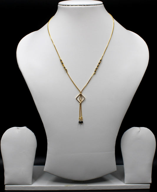 Geometric Diamond Pendant Gold-Plated Mangalsutra – Modern Minimal Daily Wear Design