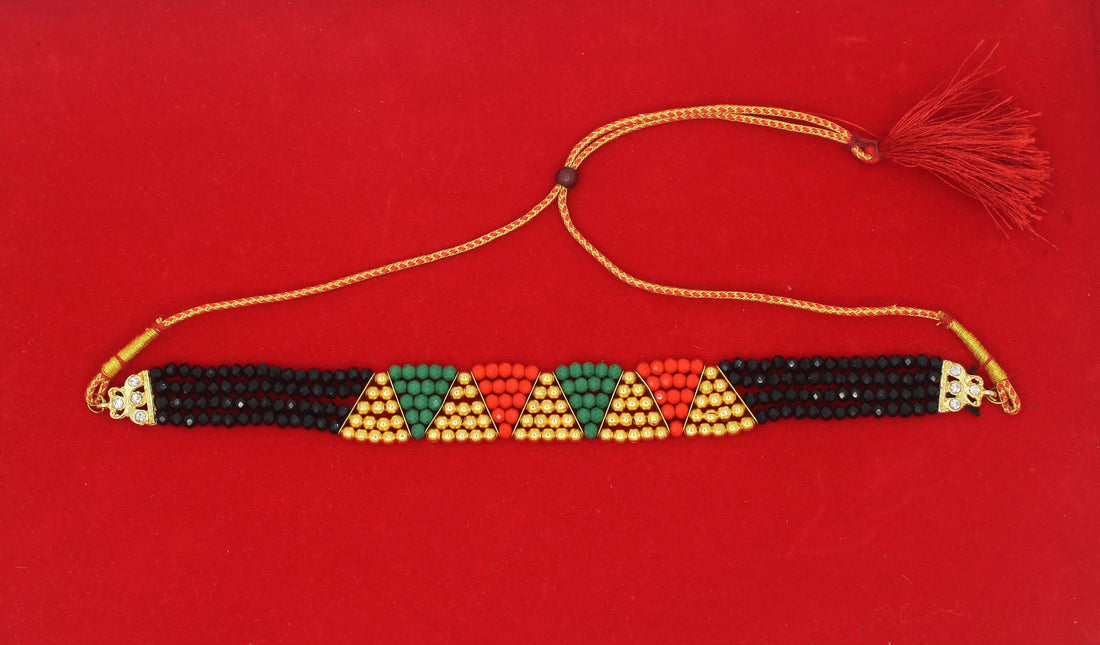 Vibrant Multicolor Beaded Choker Necklace – Handcrafted Statement Jewellery for Festive & Party Looks