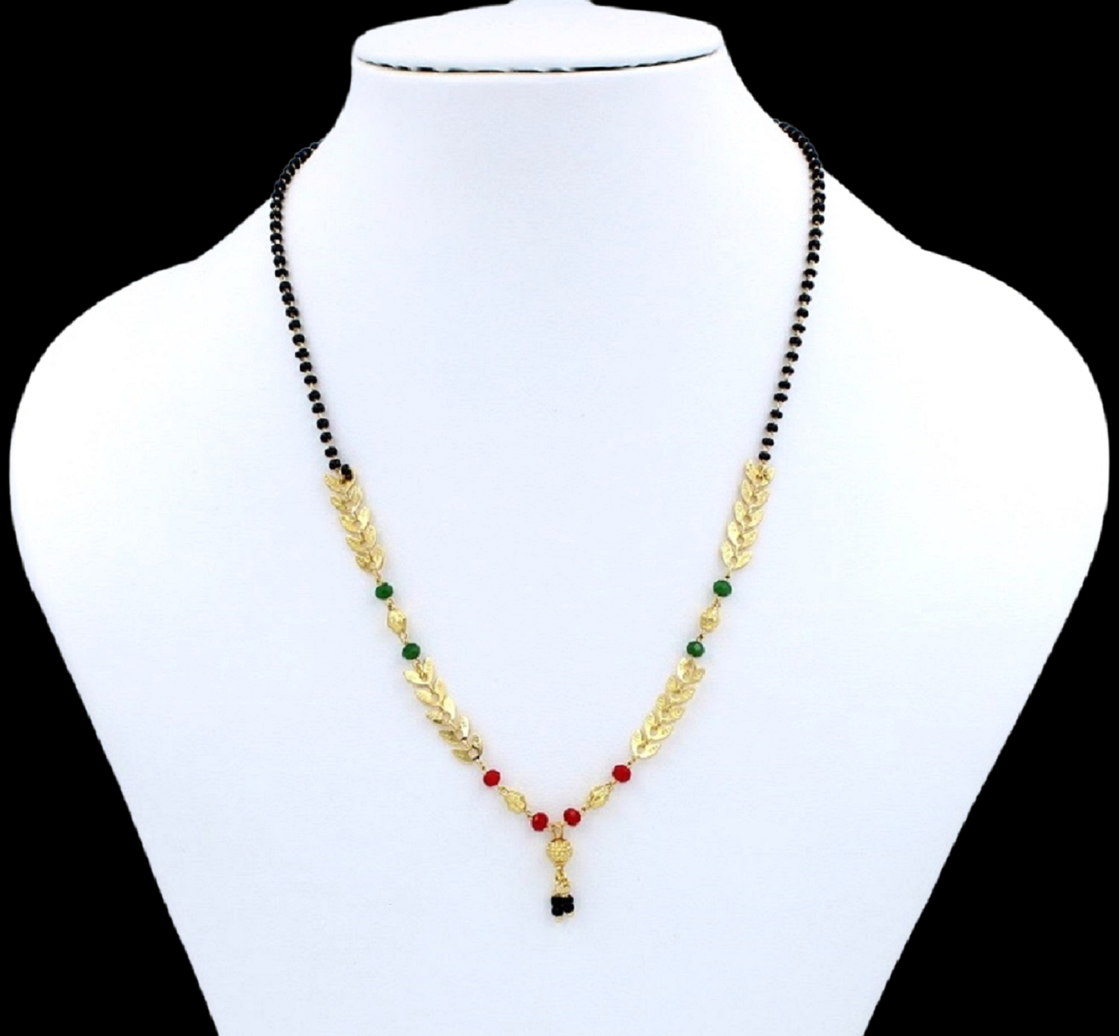 Multicolor Leaf Pattern Gold Plated Mangalsutra – Stylish Daily Wear Traditional Design 🌿✨