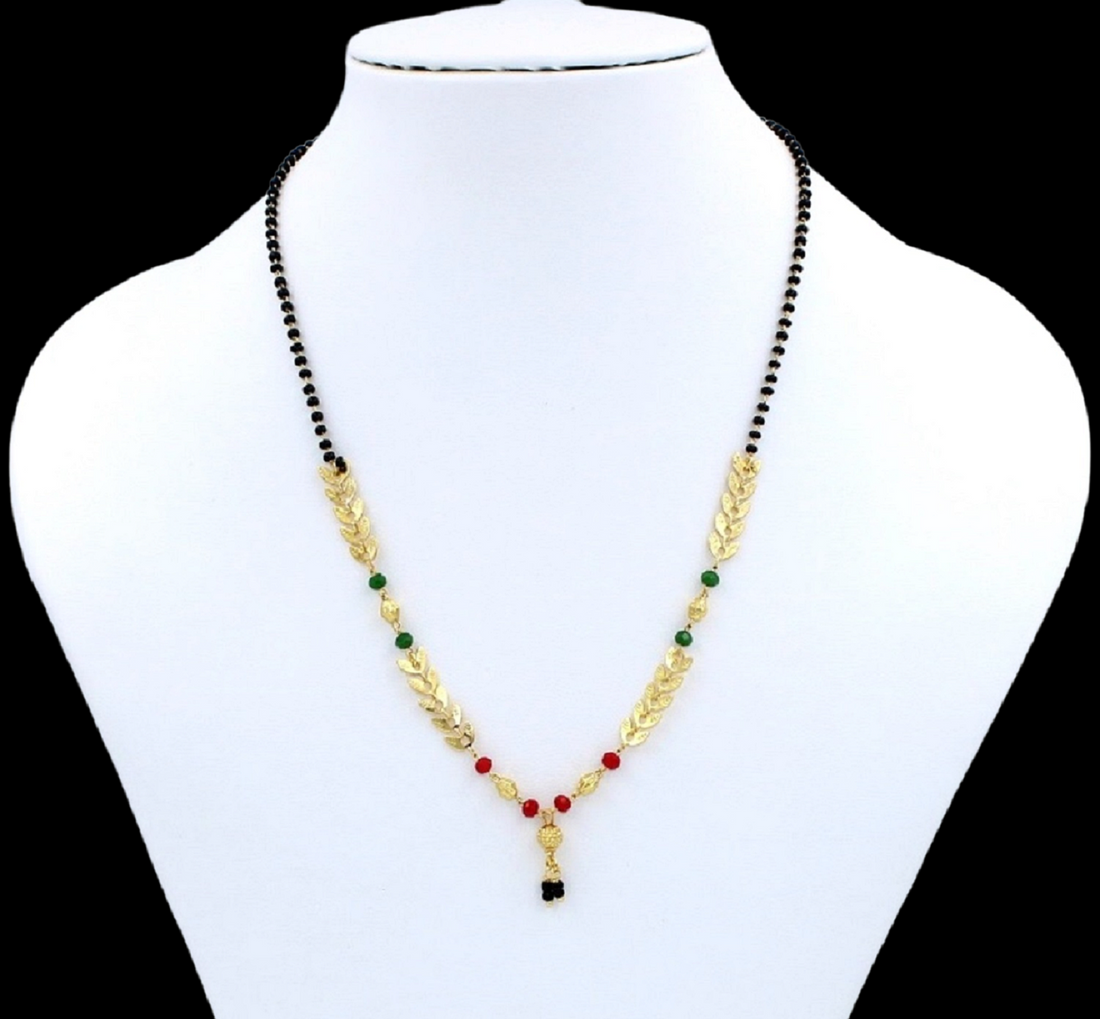 Multicolor Leaf Pattern Gold Plated Mangalsutra – Stylish Daily Wear Traditional Design 🌿✨