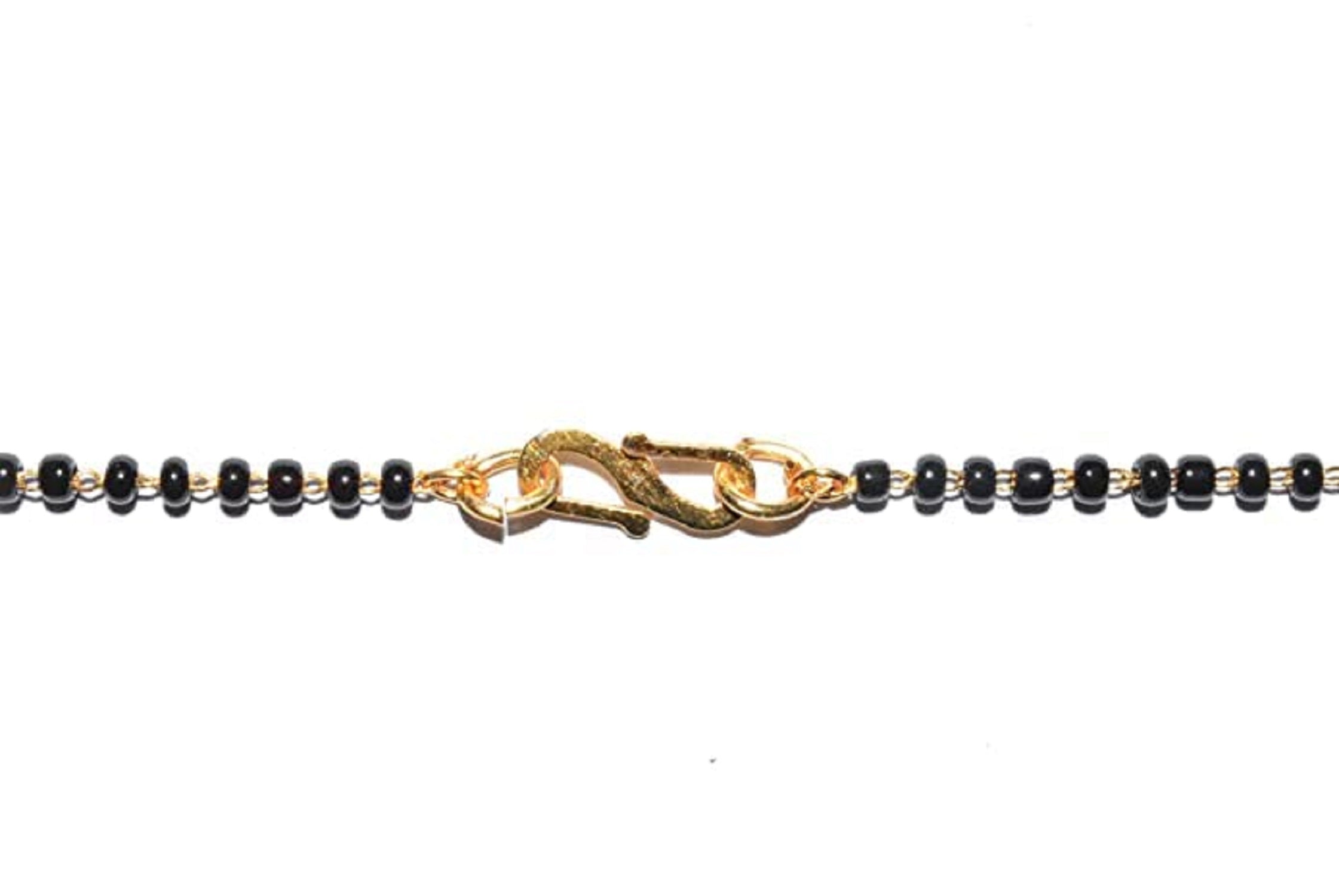 Triple Diamond Drop Mangalsutra – Elegant Gold-Plated Black Bead Chain ✨