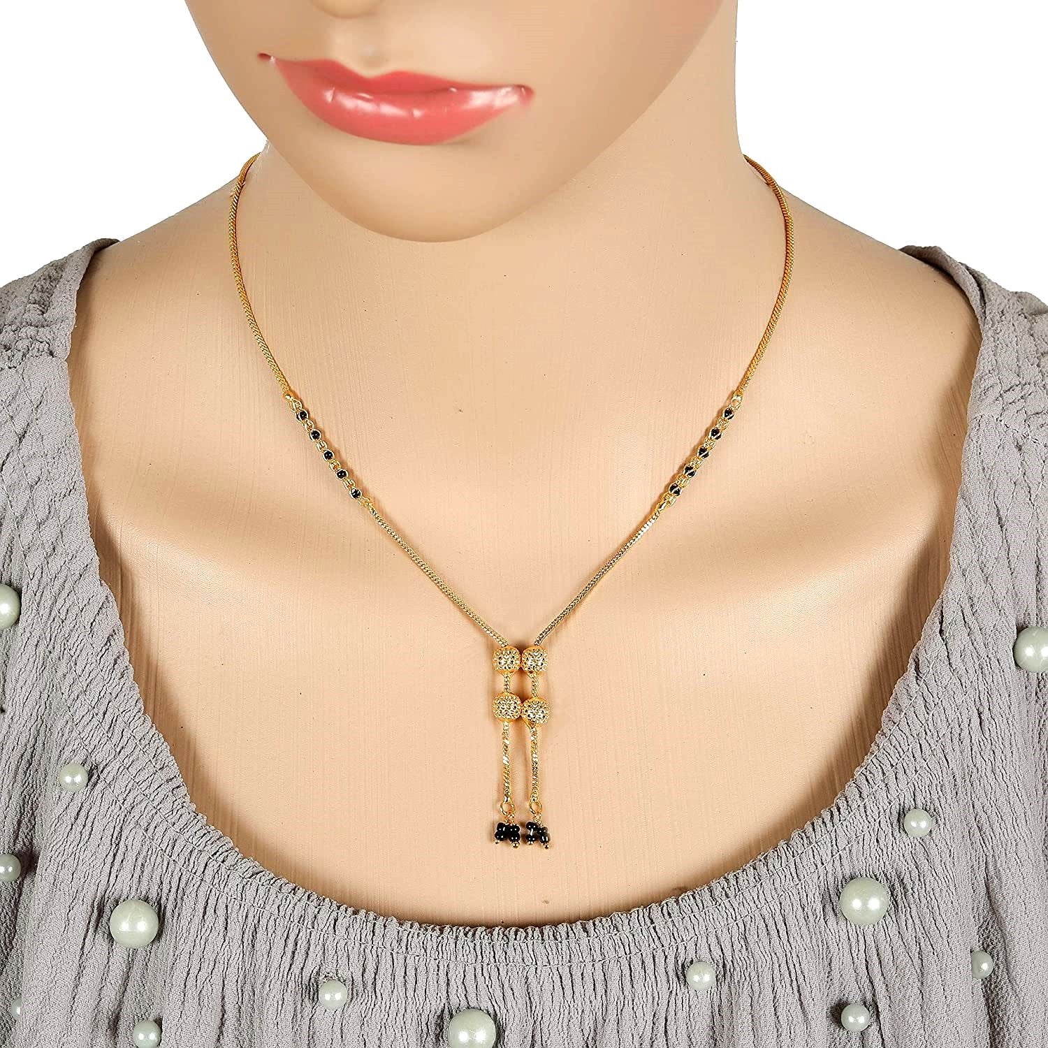 Stylish Double Bead Gold Plated Mangalsutra – Modern Minimalist Design for Everyday Elegance 💛