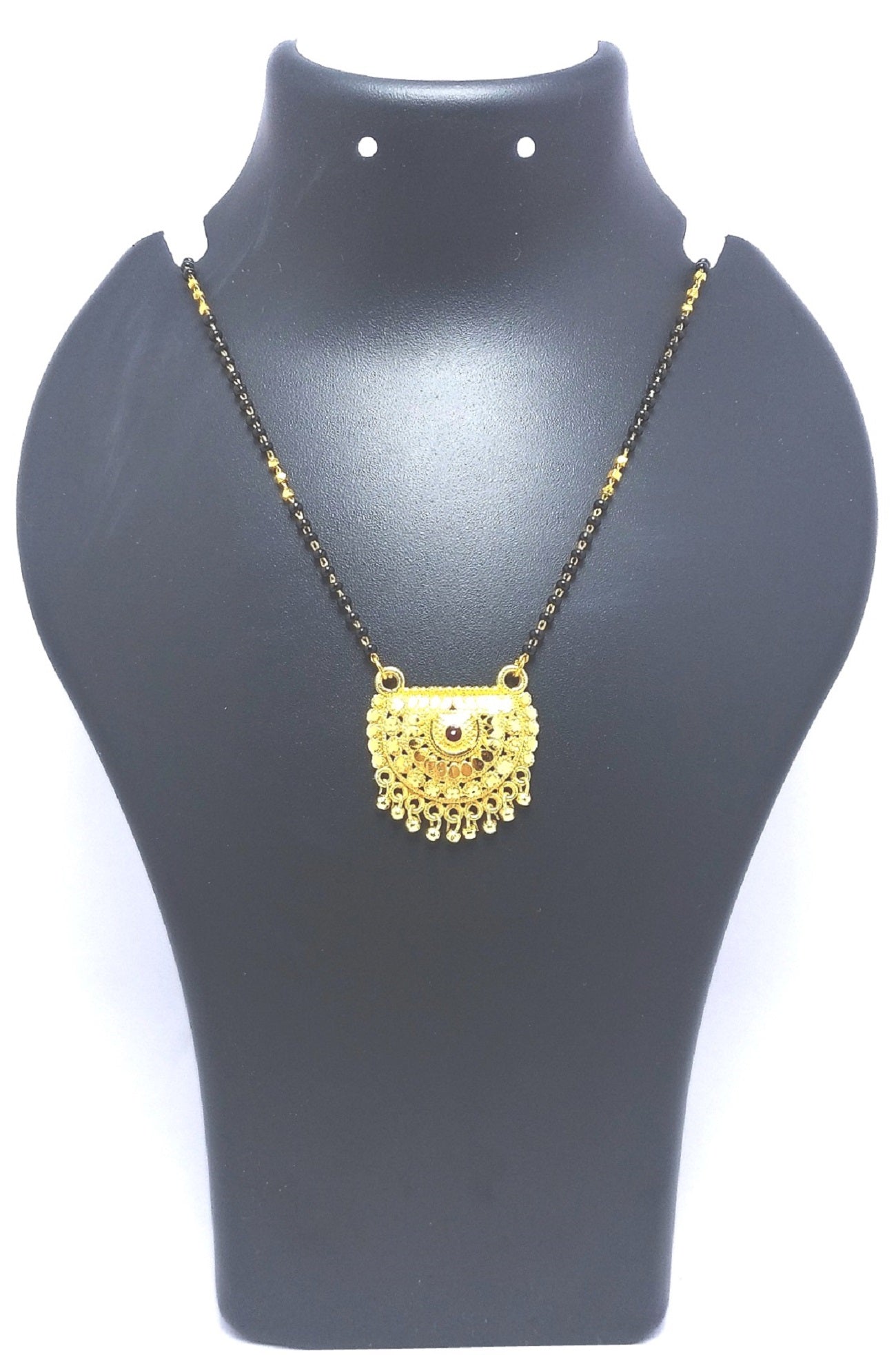 Antique Half Moon Gold Plated Mangalsutra – Traditional Maharashtrian Design with Elegant Beaded Detailing 💛