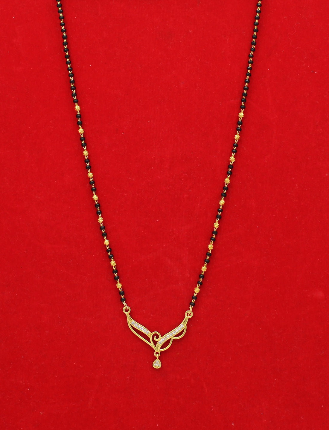 Elegant Gold-Plated Designer Mangalsutra with CZ Pendant – Traditional Yet Trendy