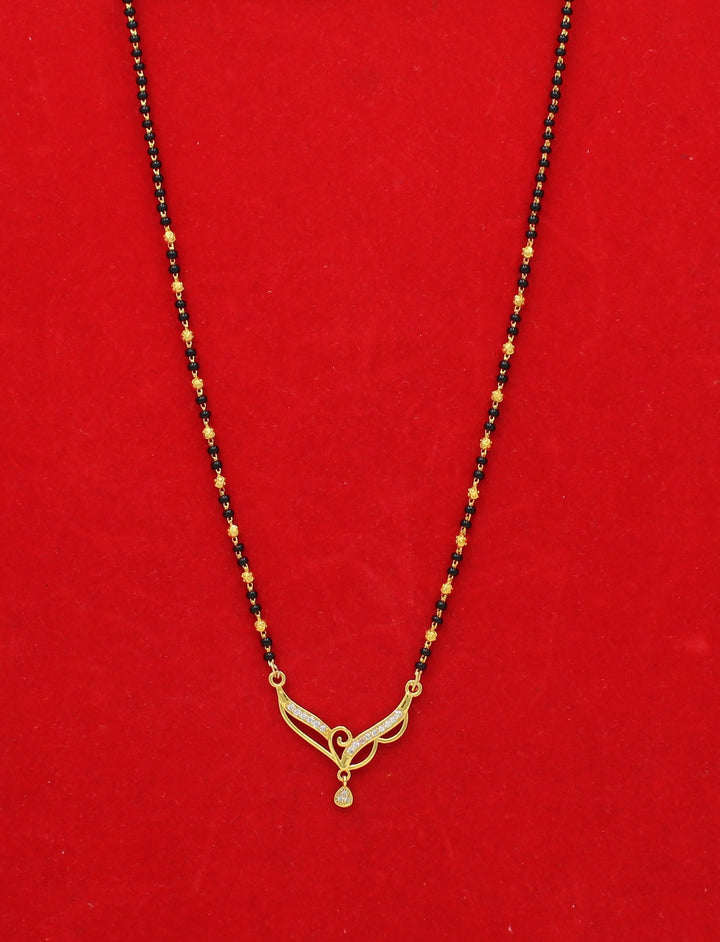 Elegant Gold-Plated Designer Mangalsutra with CZ Pendant – Traditional Yet Trendy