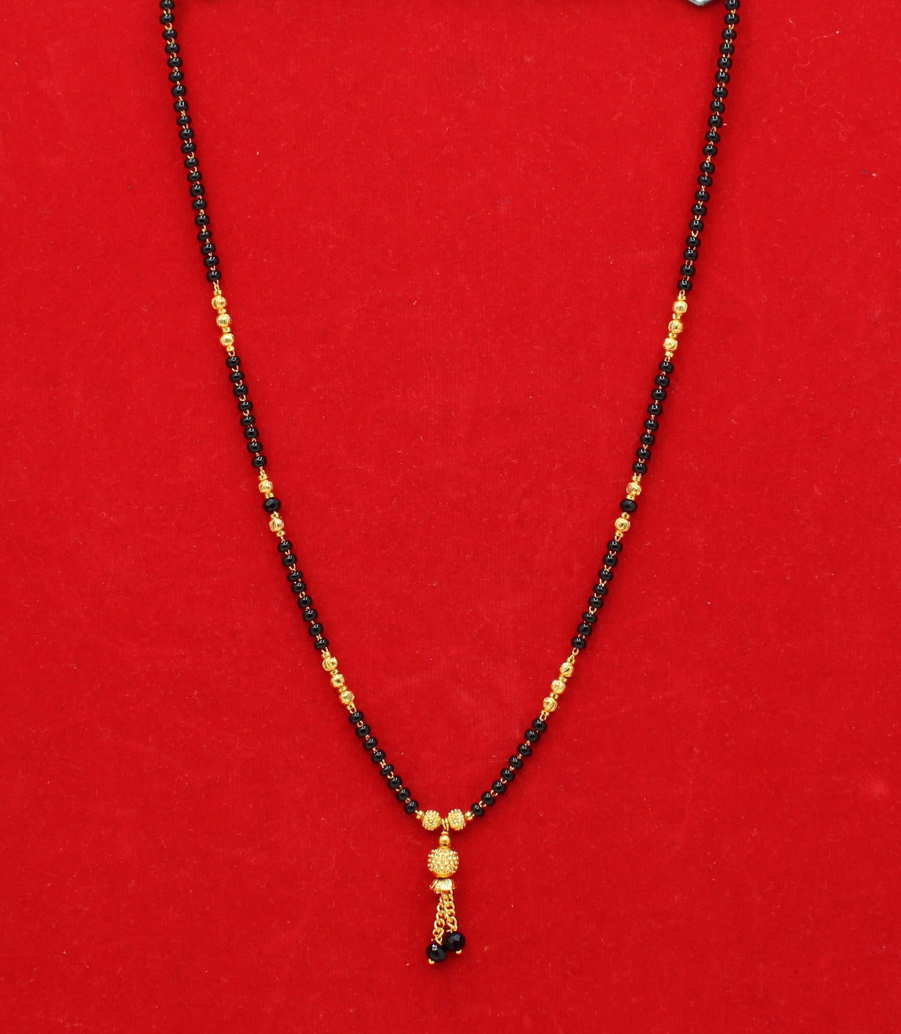 Elegant Daily Wear Black Bead Gold Plated Mangalsutra with Hanging Charm – Simple & Stylish Design 💛