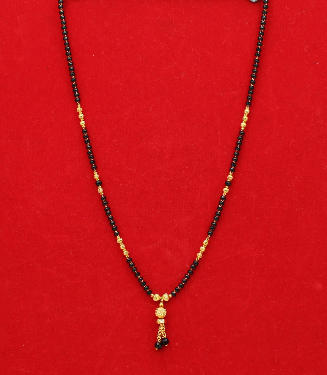 Elegant Daily Wear Black Bead Gold Plated Mangalsutra with Hanging Charm – Simple & Stylish Design 💛