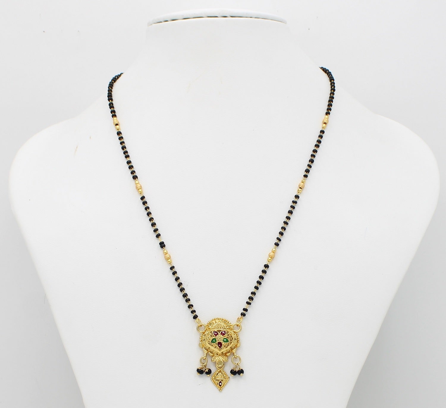 Traditional Gold Plated Mangalsutra with Color Stone Pendant – Timeless South Indian Elegance 💛