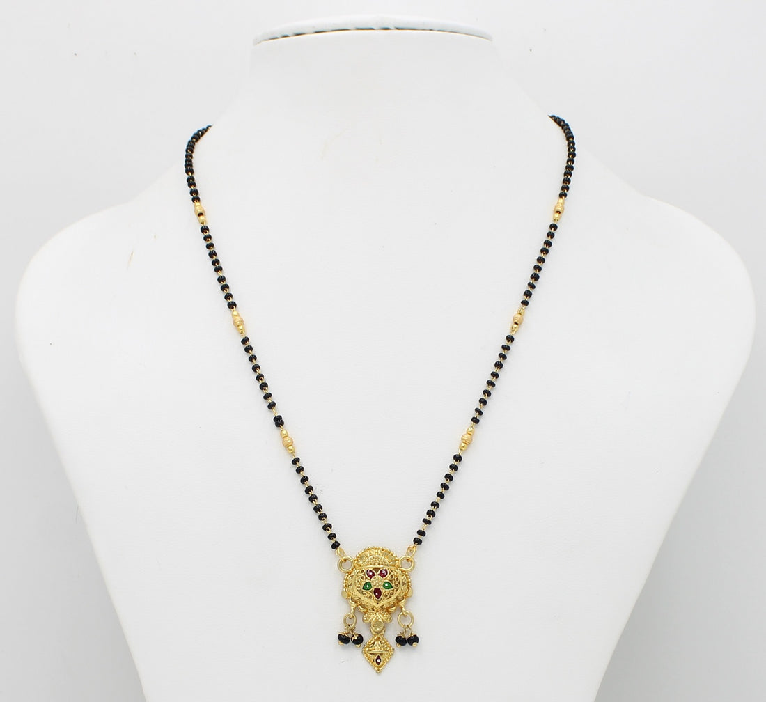 Traditional Gold Plated Mangalsutra with Color Stone Pendant – Timeless South Indian Elegance 💛