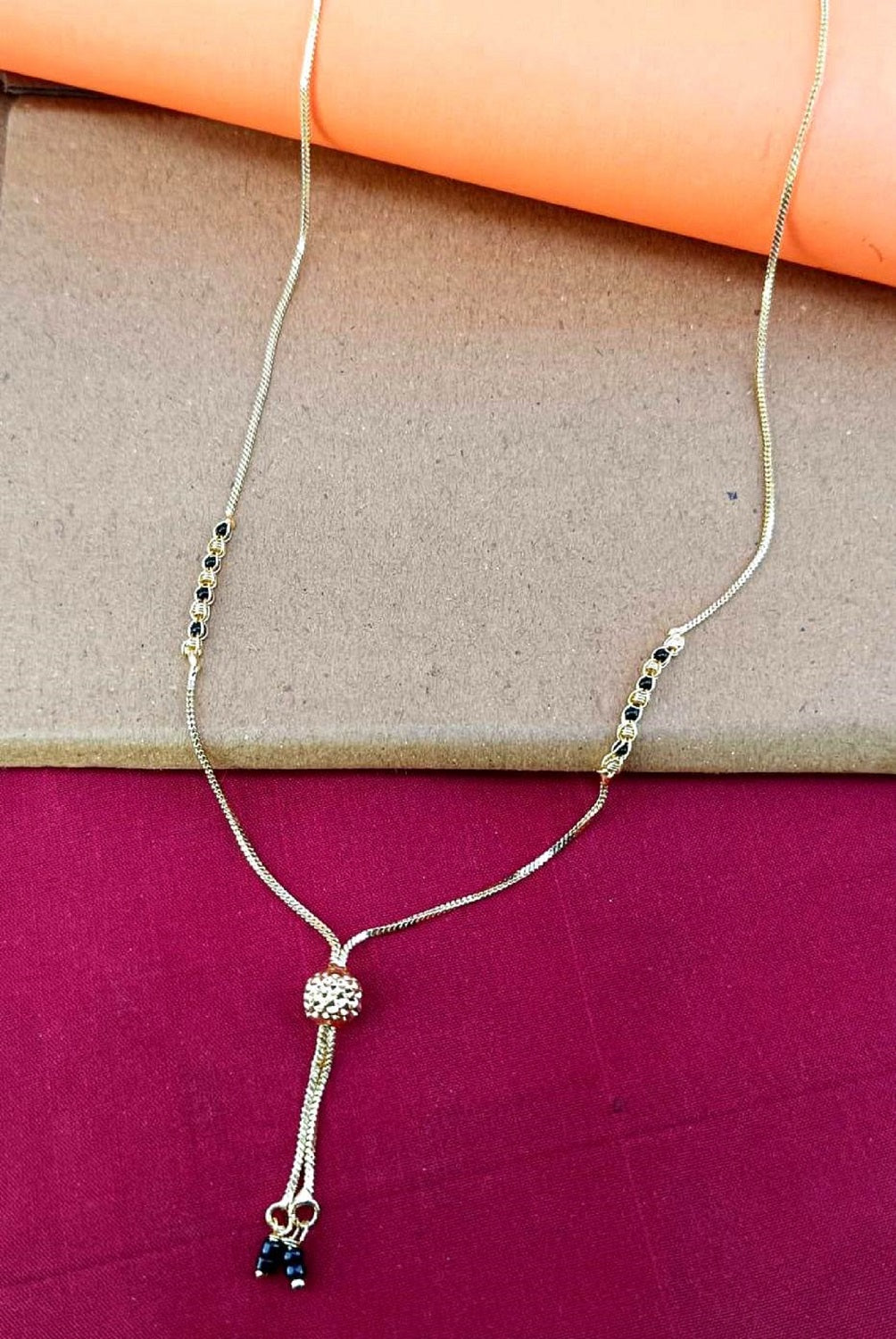 Stylish Daily Wear Gold Plated Mangalsutra with Black Bead Detailing – Minimal &