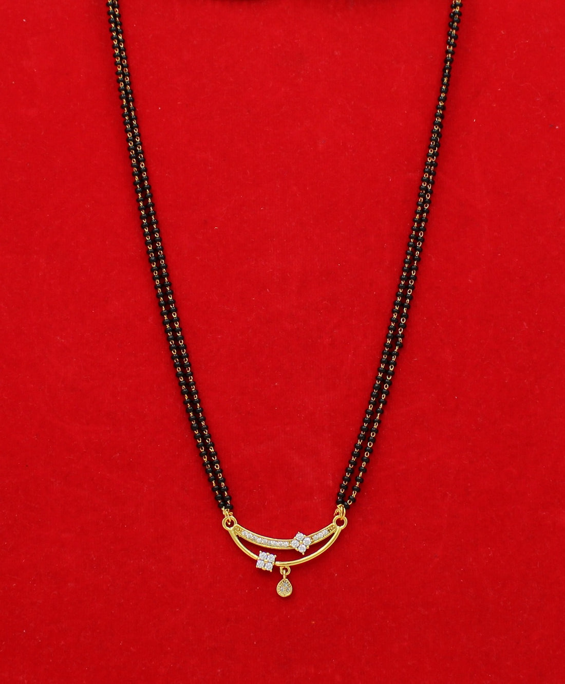 Stylish Double-Line Mangalsutra with CZ Stone Floral Pendant