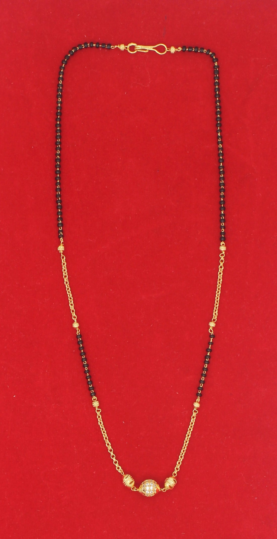 Elegant Gold Plated Daily Wear Mangalsutra with Crystal Bead Centerpiece ✨