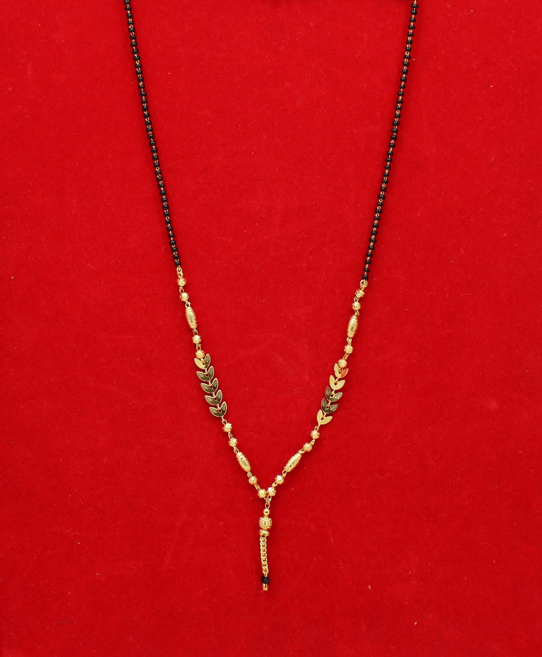 Leaf Pattern Gold Plated Mangalsutra – Lightweight Daily Wear Traditional Design 🌿💛