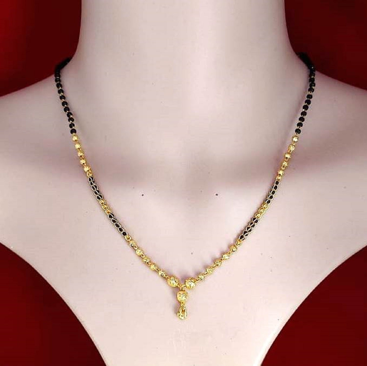Traditional Gold Plated Mangalsutra with Black Beads – Elegant Daily Wear Design ✨
