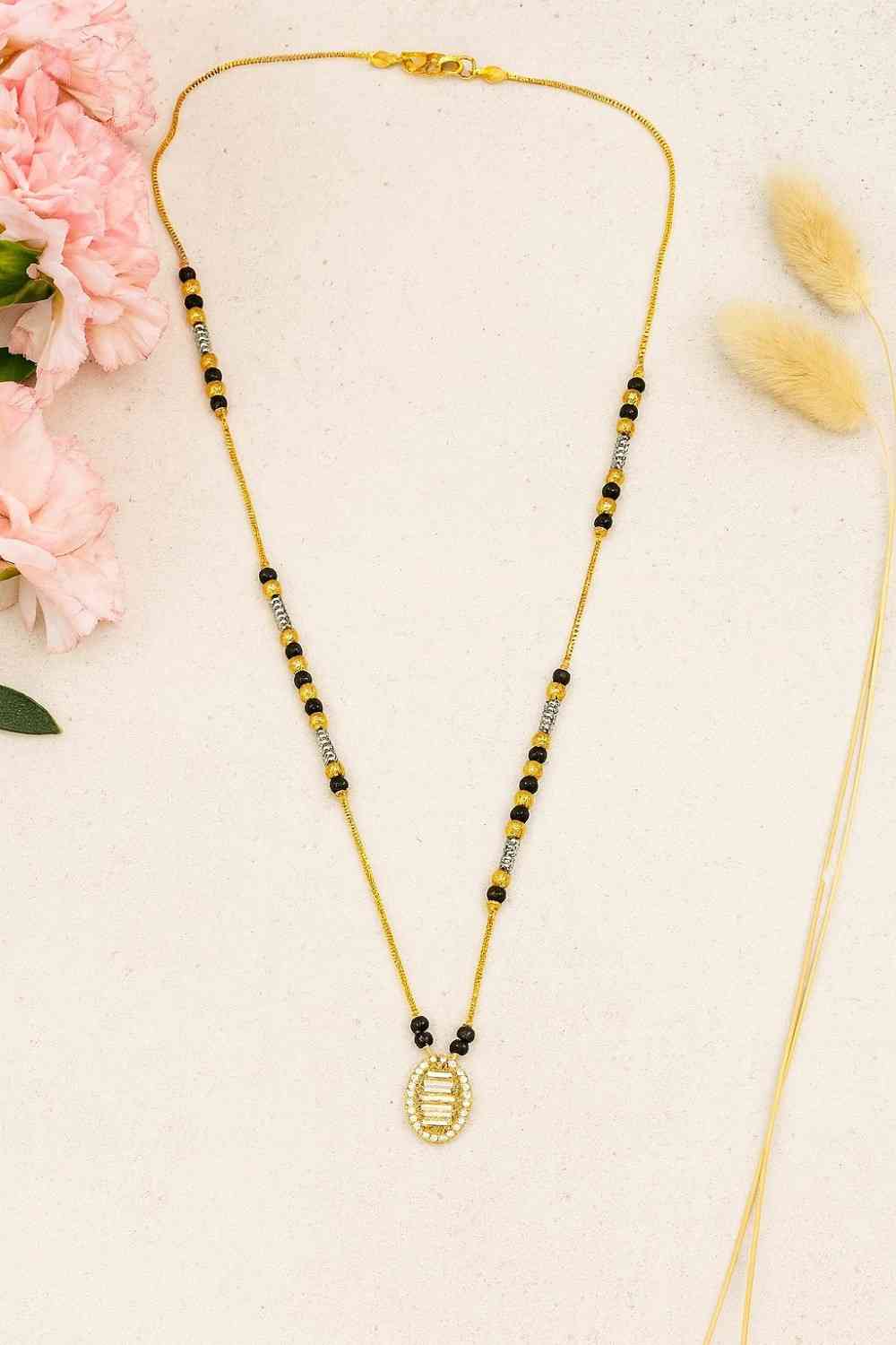 Traditional Pearl Drop Mangalsutra with Gold-Plated Pendant – Elegant Daily Wear Design for Modern Women