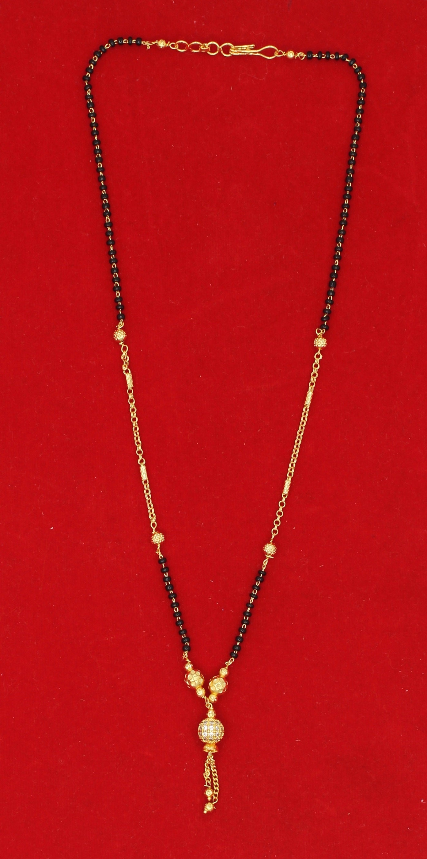 Elegant CZ Pendant Daily Wear Mangalsutra 💛 | Gold Plated Black Bead Chain for Women