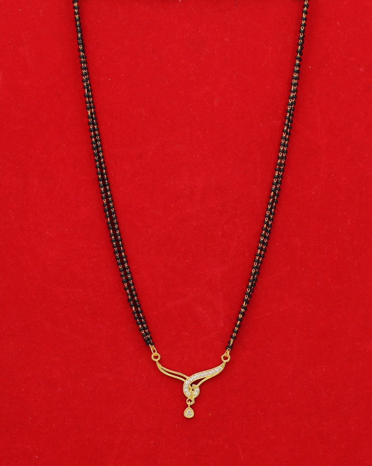 Classic Double-Line Mangalsutra with Gold-Plated CZ Pendant