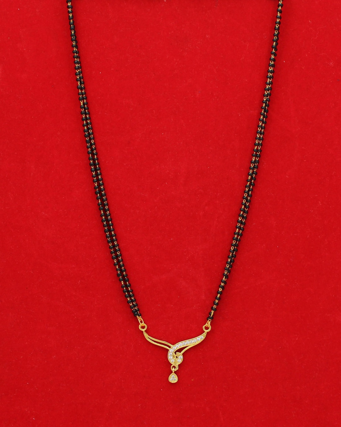 Classic Double-Line Mangalsutra with Gold-Plated CZ Pendant
