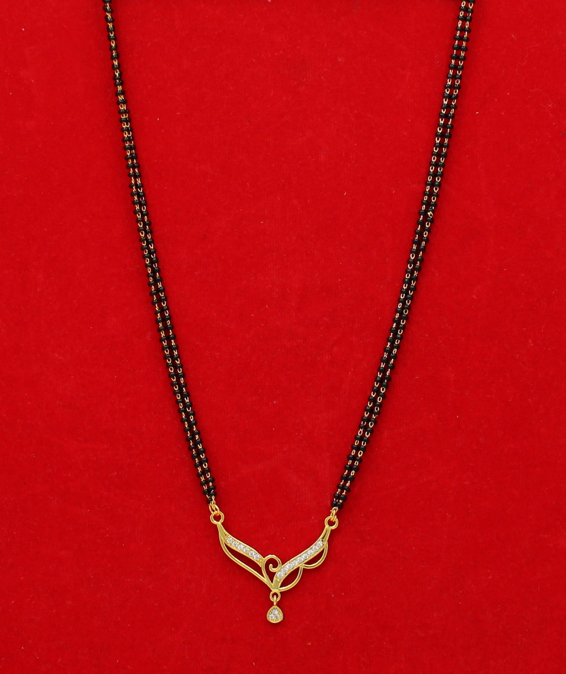 Elegant Double-Line Mangalsutra with Designer Gold-Plated Pendant