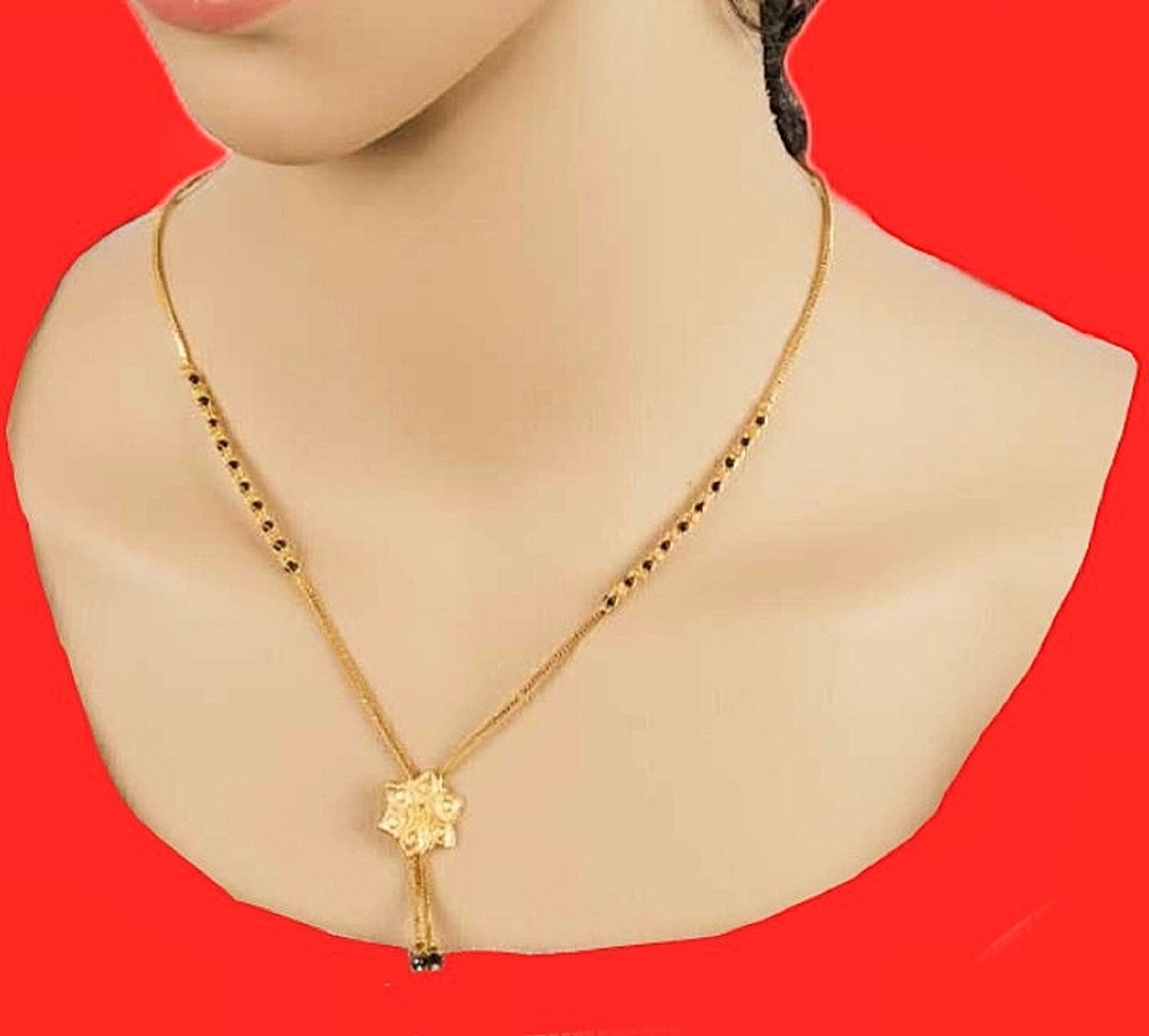 Floral Drop Design Gold Plated Mangalsutra – Elegant Daily Wear for Modern Women 🌼