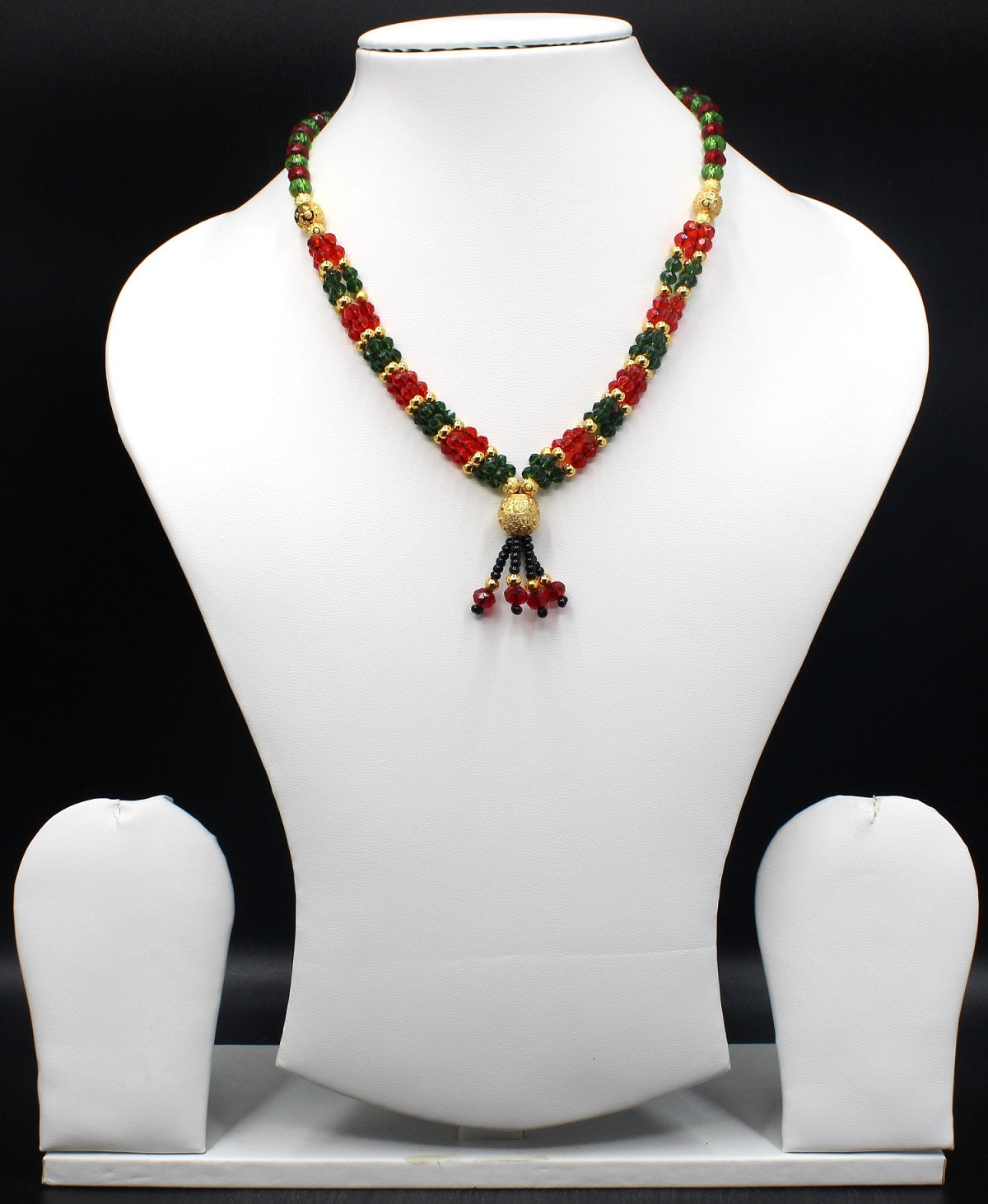 Traditional Multicolor Beaded Necklace with Golden Detailing – Festive & Wedding Jewellery for Women